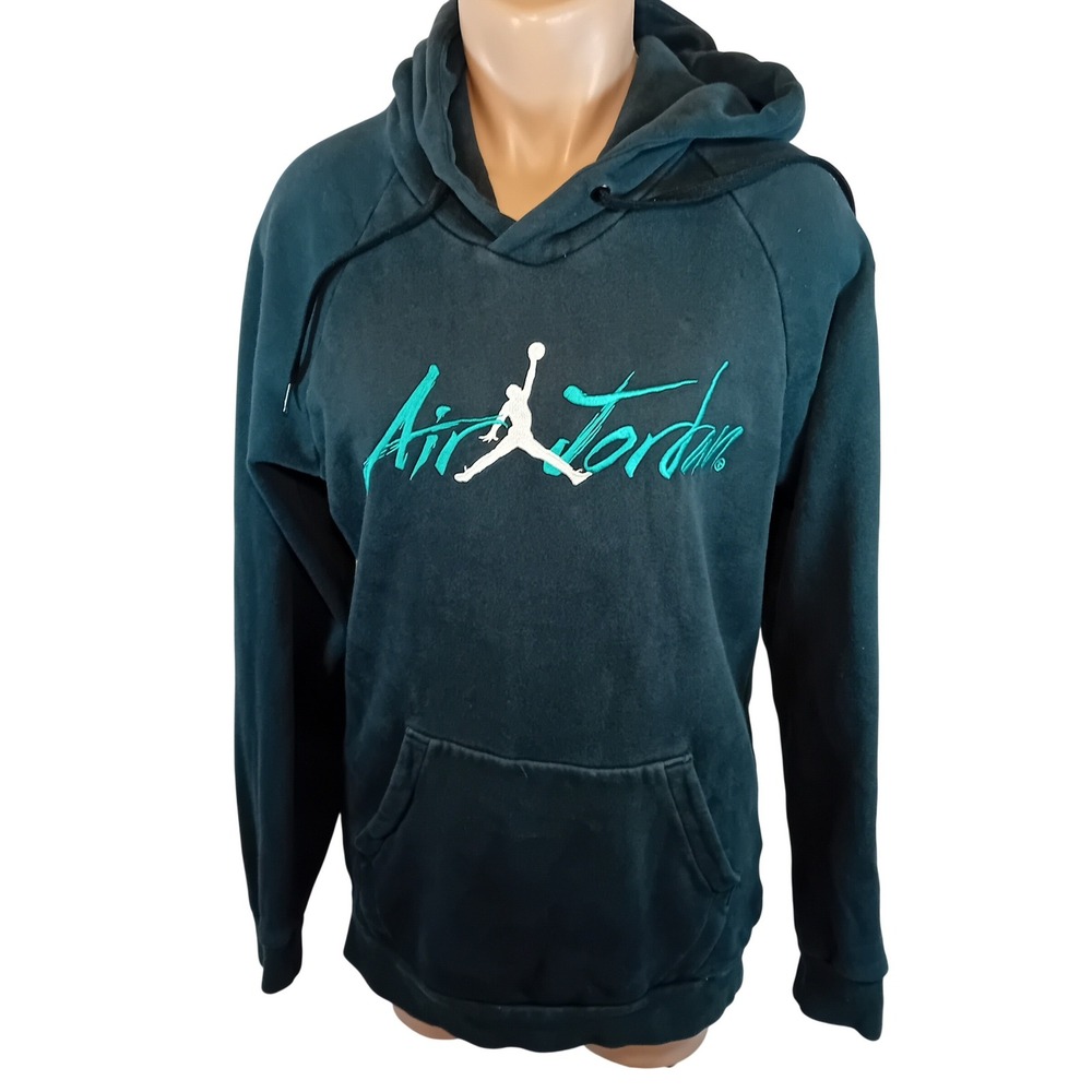 Y2K Air Jordan Script Hoodie Archive Washed Faded HOF #23#45 Streetwear Sporty S
